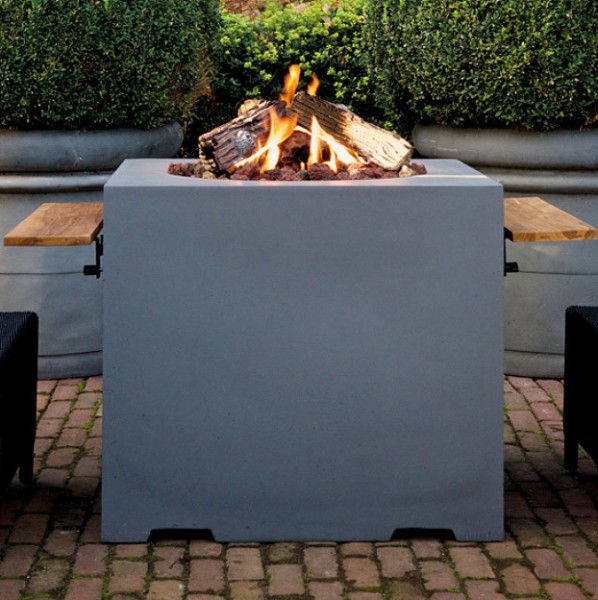 Happy Cocooning Lounge & Dining Feuertisch quadratisch grau 760 x 760 x 670 mm