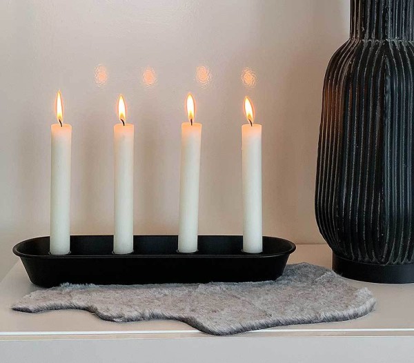 Kerzentablett Adventskranz Schwarz Metall Länglich Weihnachten 37cm