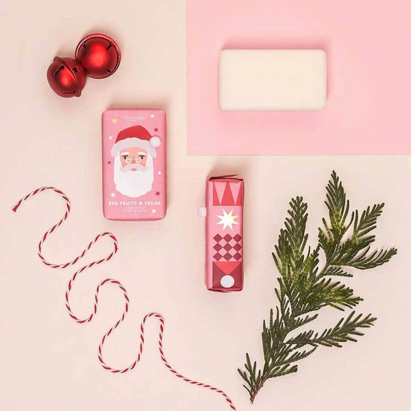 Castelbel Xmas Seife Santa Clause (Rote Früchte & Zedernholz) Olivenöl-Seife - 150g