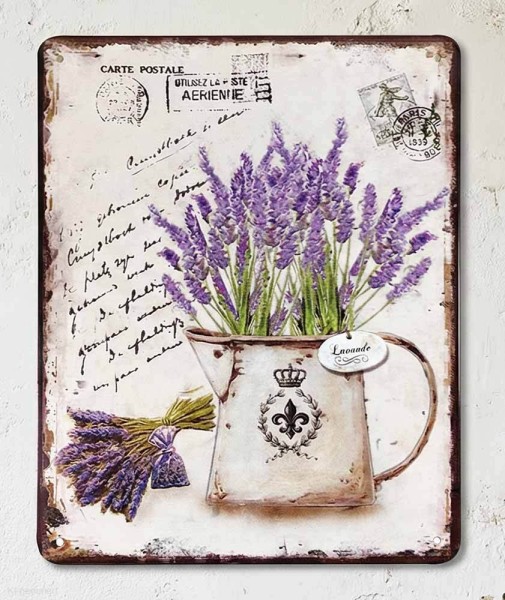 Blechschild Lavande Dekoschild Lavendel Provence Nostalgie Vintage 25x20cm