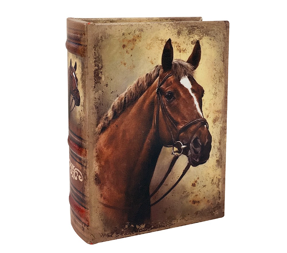 Hohles Buch mit Geheimfach Pferd Buchversteck Antik-Stil 20cm