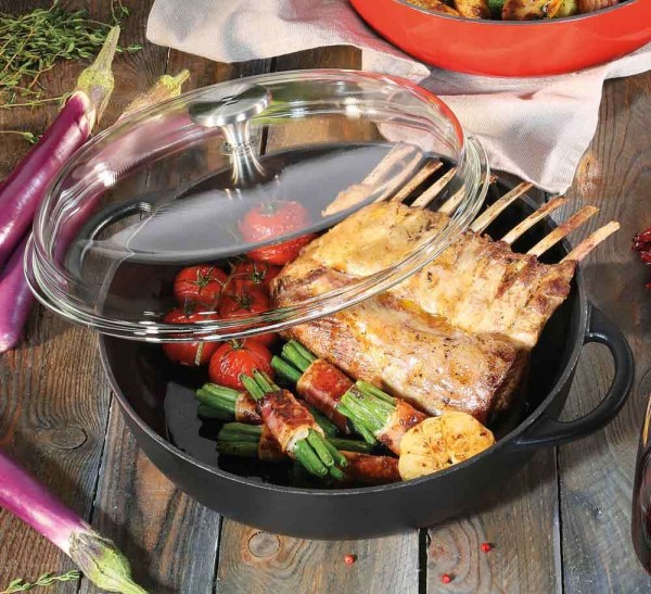 Küchenprofi Bauerntopf Rund Schwarz mit Glasdeckel PROVENCE Classic Black 28 cm