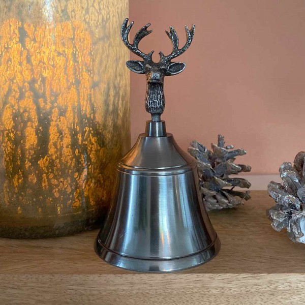 Handglocke Rentier Silber Tischglocke Hirsch Vintage Nikolaus Weihnachtsglocke