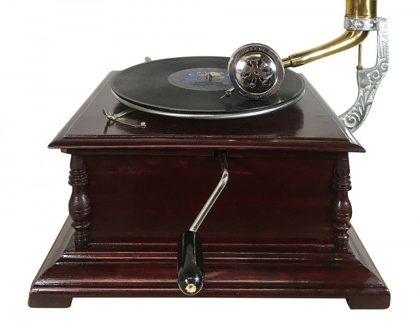 Grammophon Antik-Stil 4-Eckig Nostalgie Schellackplatten Trichter Grammofon