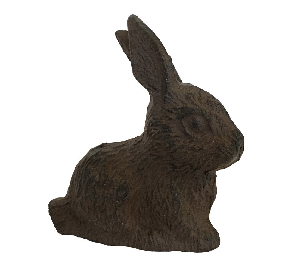 Dekofigur Hase Osterhase Kaninchen Gusseisen Antik-Braun 12cm