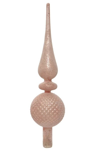 Christbaumspitze Rosa Zapfen Schnee Frost Weihnachtsbaumspitze Echt Glas 31cm