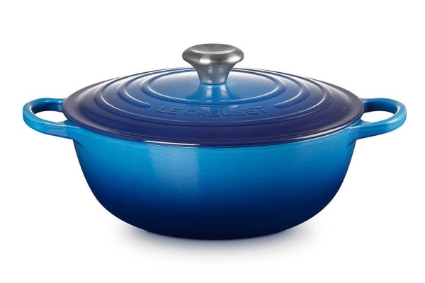 Le Creuset La Marmite Signature Familientopf Gusseisen Azure Blau 28cm