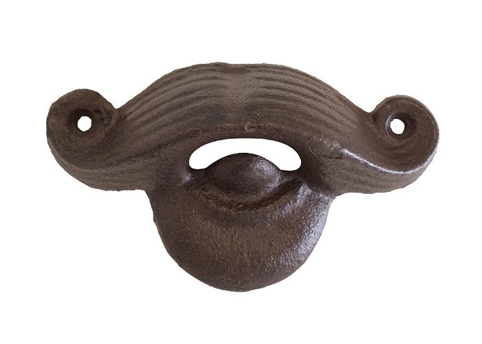 Wandflaschenöffner Moustache Mustache Flaschenöffner Gusseisen Antik-Braun