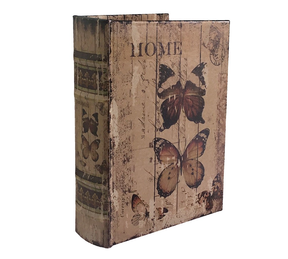 Hohles Buch mit Geheimfach Home Schmetterling Buchversteck Antik-Stil 20cm