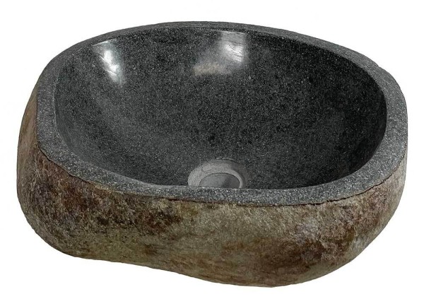 Waschbecken Naturstein Aufsatzwaschbecken Flussstein Handwaschbecken Oval