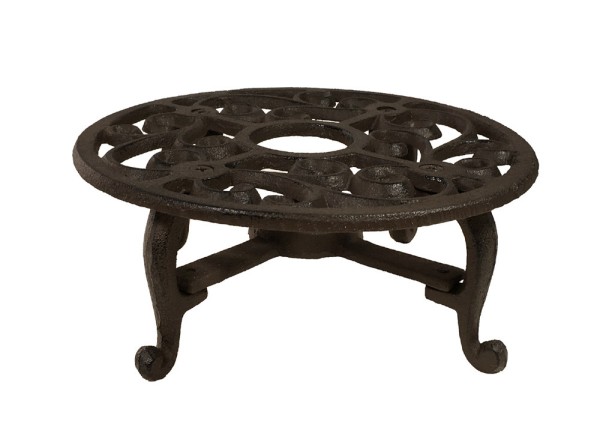 Stövchen Landhaus Warmhalteplatte Rund Gusseisen Rechaud Antik-Stil Braun 18,5cm