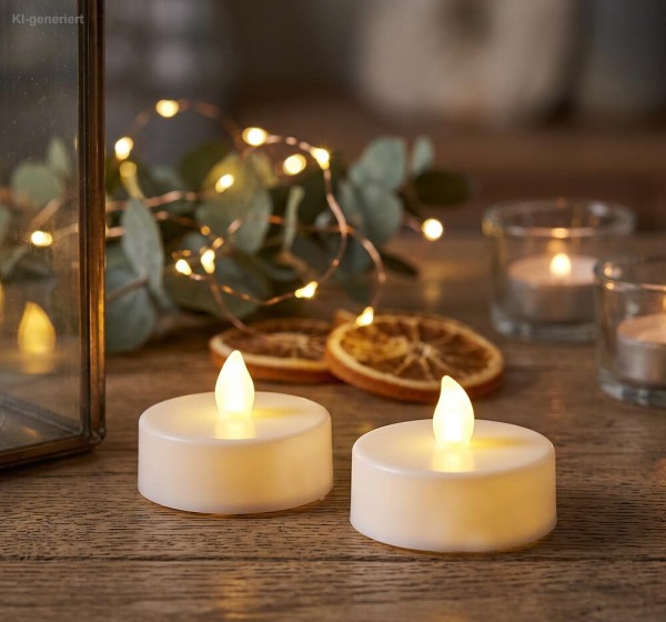 LED Teelichter Groß 8 Stück mit Flacker-Effekt Batterie Maxi Warmweiß