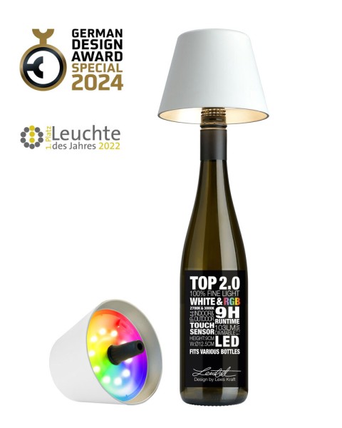 Sompex Flaschenleuchte TOP 2.0 Weiß LED RGBW mit Akku