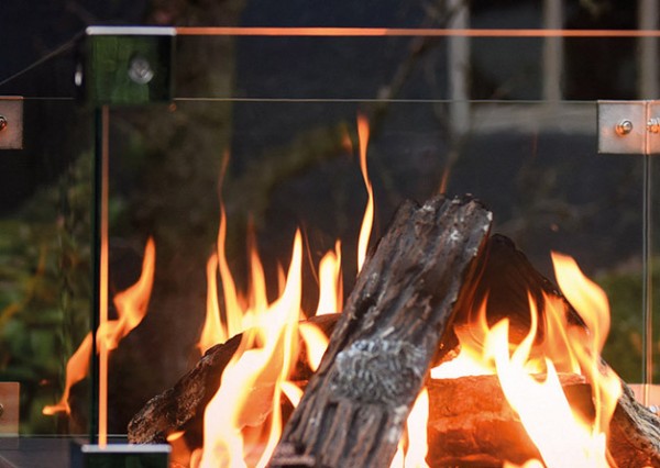 Happy Cocooning Feuertisch TEAK-Holz rechteckig schwarz 1070 x 800 mm