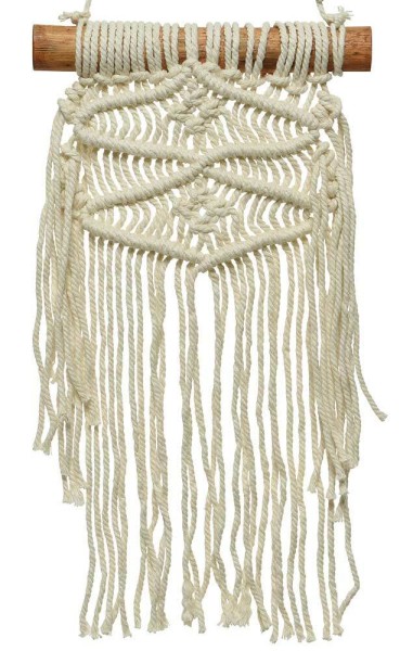 Makramee Wanddeko Boho Tapisserie Wandbehang Fransen Baumwolle gewebt 40x20cm