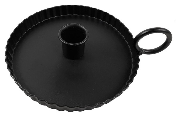 Kerzenhalter mit Henkel Biedermeier Kerzenständer Metall Schwarz Patiniert Vintage