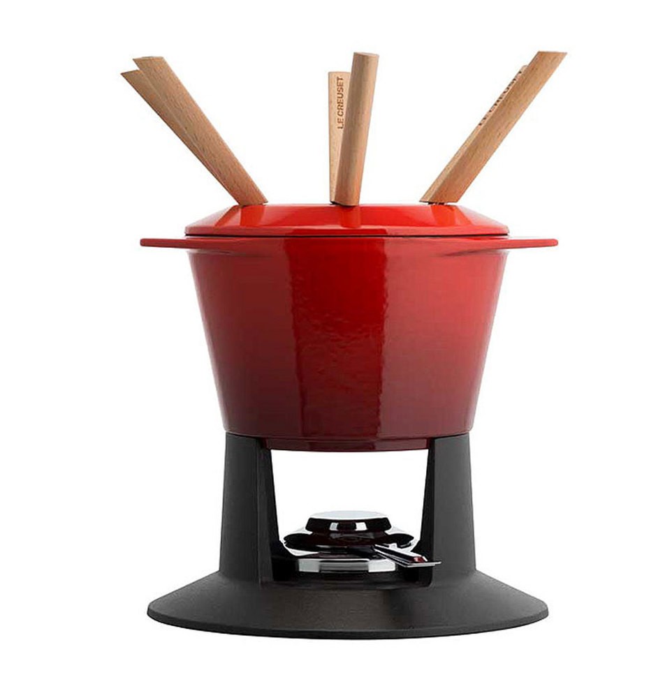 Le Creuset FondueSet Gourmand Gusseisen Kirschrot LE CREUSET Woks