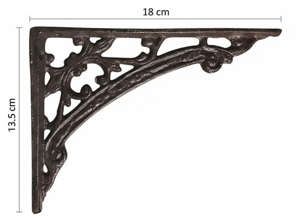 Regalträger Belle Epoque Regalhalter Regalwinkel Gusseisen Braun 13,5x18cm