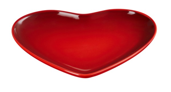 Le Creuset Teller Herzform Herzteller Steinzeug Kirschrot 23cm