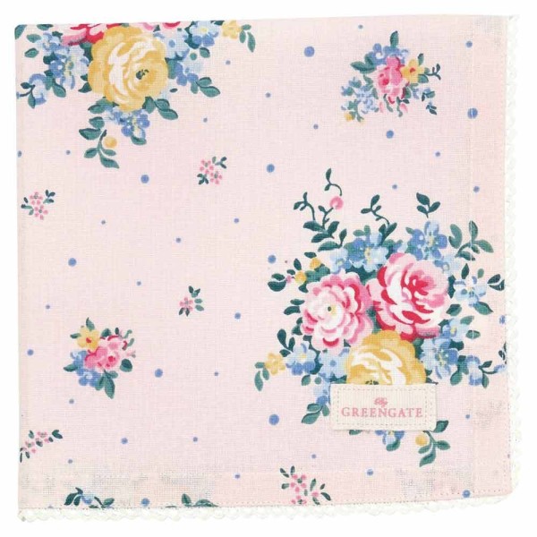 Greengate Stoffserviette Laura Pale Pink Blumen 40x40cm