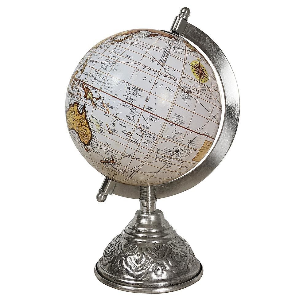 Globus Weiß Weltkugel mit Metallständer Standglobus Erde Atlas Ø 13cm