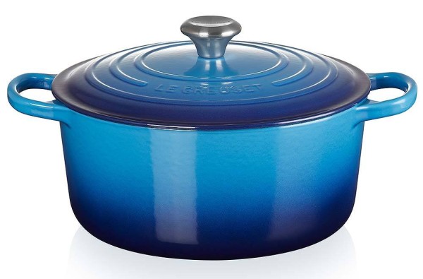 Le Creuset Bräter Signature Rund Gusseisen Azure Blau