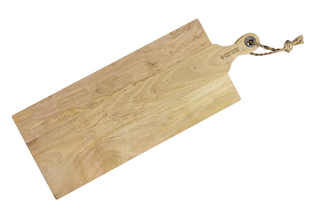 Schneidebrett Holz Schneidbrett mit Griff Kordel XL Mangoholz 77x29cm