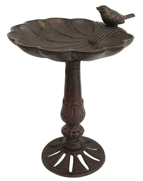 Vogeltränke Muschel Gusseisen auf Ständer Vogelbad Muschelform Antik-Stil