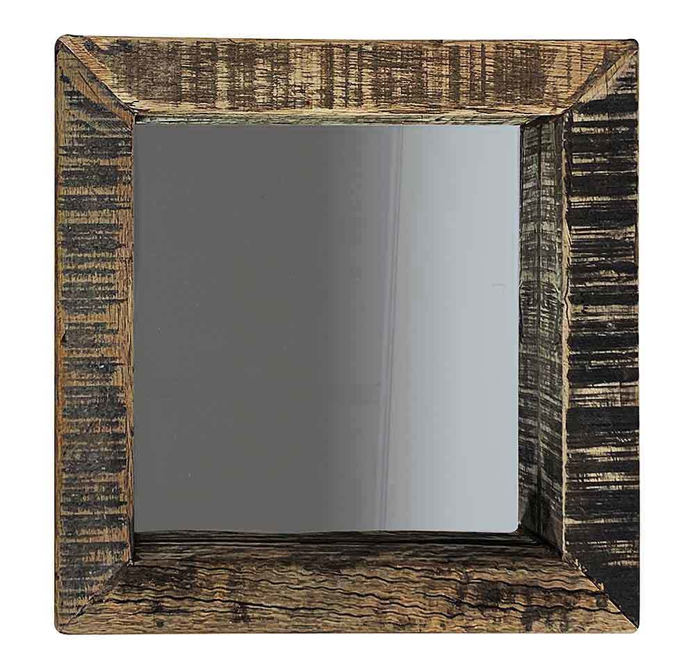 wandspiegel altholz braun spiegel rustikal vintage natur holz massiv 25x25cm