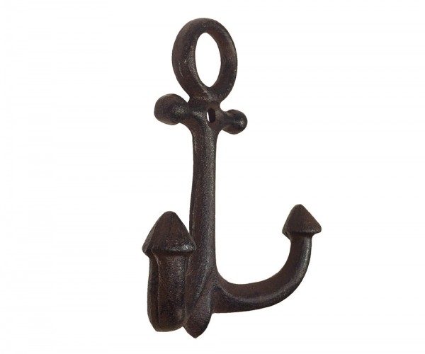 Garderobenhaken Anker Doppel-Haken Maritim Gusseisen Antik-Braun