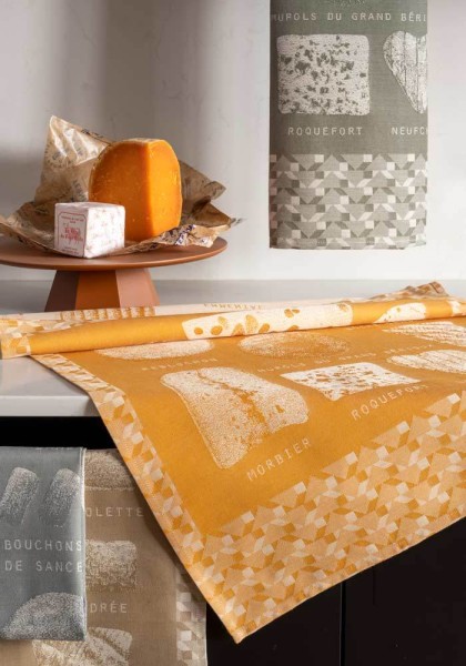 Le Jacquard Français Geschirrtuch Fromage Mimolette Gelb 60x80 Baumwolle