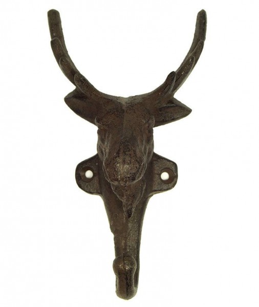 Garderobenhaken Elch Gusseisen Antik-Braun Wandhaken Elchgeweih Kleiderhaken