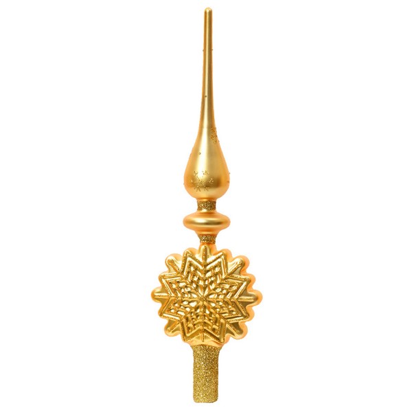 Christbaumspitze Schneeflocke Gold Echt Glas Weihnachtsbaumspitze 31cm