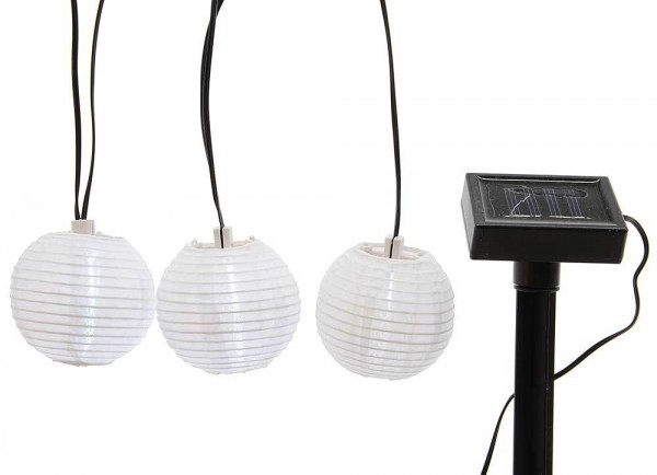 LED Solar Lichterkette 10 Lampions Laternen Garten Party Weiß