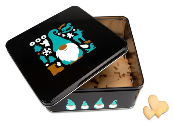 Städter Gebäckdose Wichtel Keksdose Quadratisch Weißblech Plätzchendose 21cm