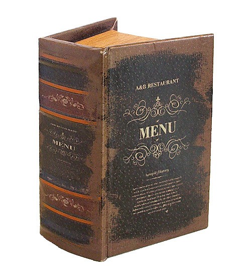 Hohles Buch mit Geheimfach MENU Buchversteck Antik-Stil 15x10cm