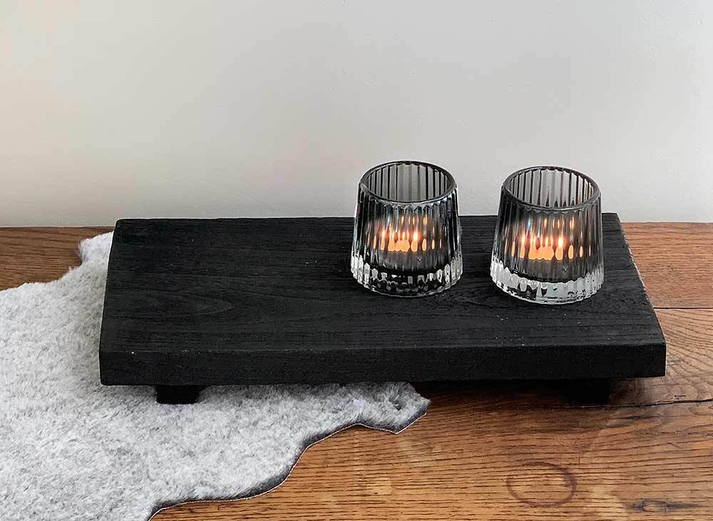 Deko Tablett Holztablett mit Füßen Dekotablett Holz Schwarz Rechteckig 39x19,5cm | Tabletts | Geschirr | Tisch & Bar | Küche & Tisch