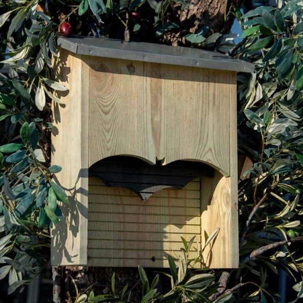 Fledermauskasten Fledermaushaus Holz Blechdach Nistkasten für Fledermäuse 45,5cm
