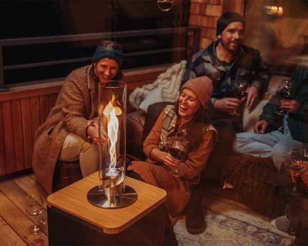 höfats SPIN 1200 Tischfeuer Silber Bioethanol Tischkamin