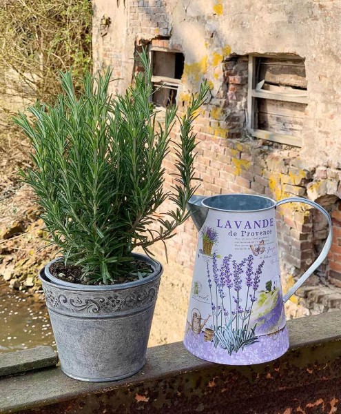 Zink Blumentopf Vintage-Stil Rund Pflanztopf Zinktopf Landhaus Grau