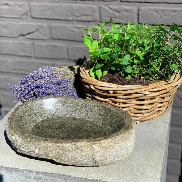 Naturstein Schale Flussstein Steinschale Dekoschale Vogeltränke Garten