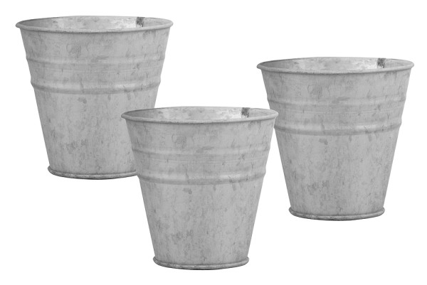 Blumentopf Set Zink 3 Stück Pflanztopf Zinktopf Vintage Ø 12,5 cm