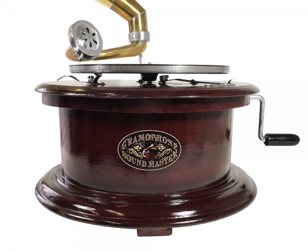 Grammophon Antik-Stil Rund Nostalgie Schellackplatten Trichter Grammofon