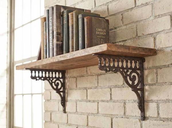 Regalträger Gründerzeit-Stil Regalhalter Regalwinkel Gusseisen Braun 23x27cm