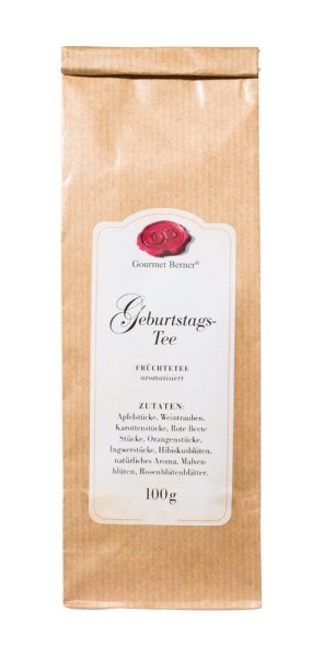 Gourmet Berner Geburtstags-Tee Früchtetee Orange Ingwer Geschmack 100 g