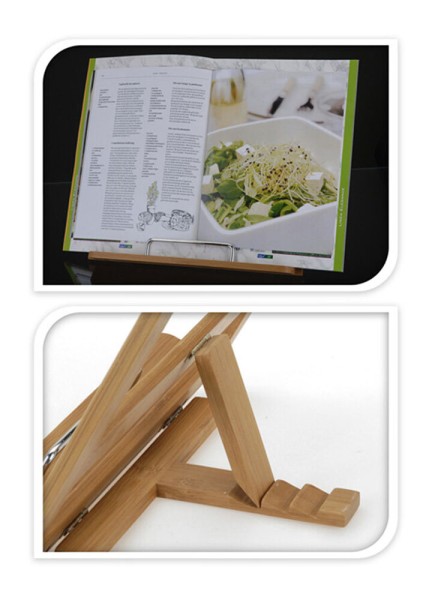 Kochbuchhalter Küche Buchstütze Buchständer aus Bambus Rezepthalter