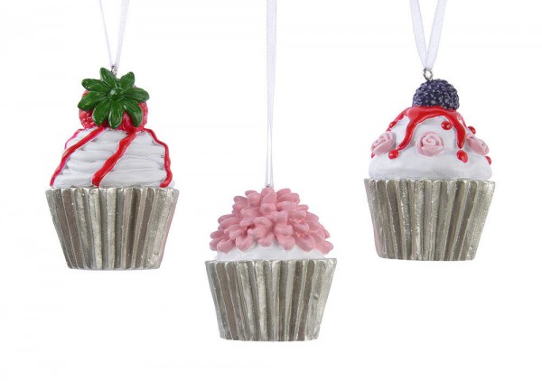 Christbaumschmuck Cupcake Törtchen 3 Stück Christbaumanhänger Set