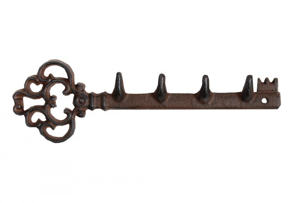 Schlüsselhalter Hakenleiste Schlüssel Schlüsselhänger Gusseisen Braun Antik-Stil