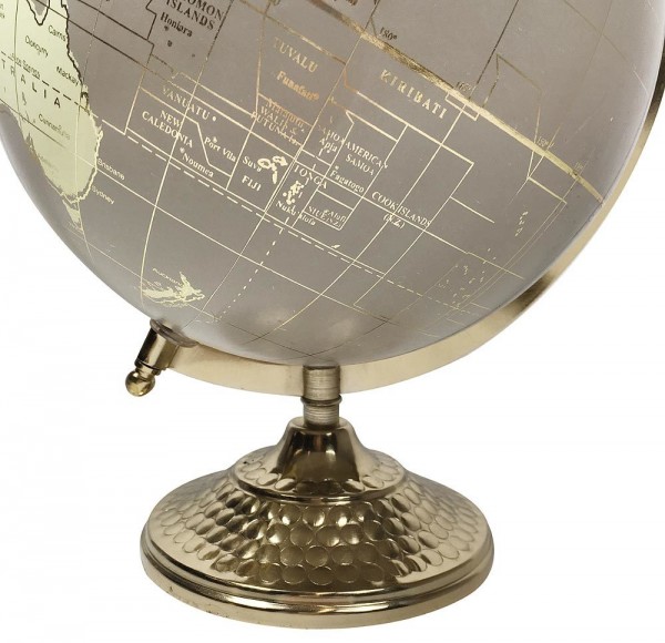Globus Grau Gold Weltkugel mit Ständer Standglobus Geografische Karte Ø 20cm