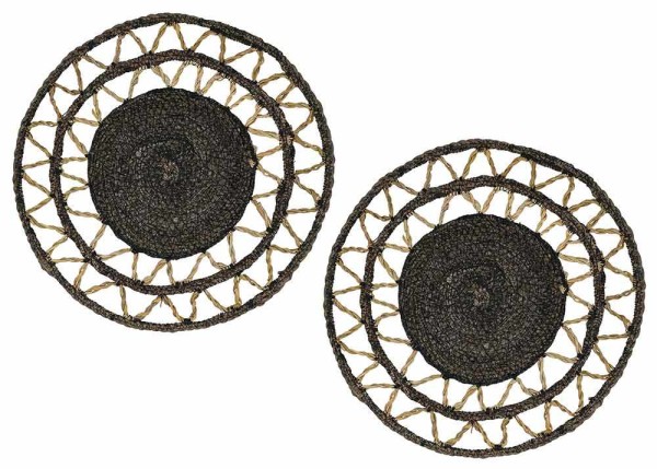 Tischset Rund Seegras geflochten Natur 2 Stück Boho Platzset Natur Braun